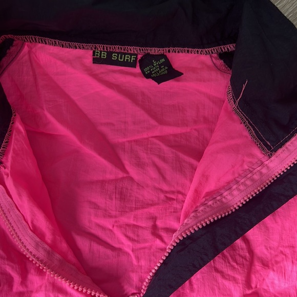 Vintage Throwback Windbreaker Quarter Zip Large Hot Pink - Picture 2 of 6